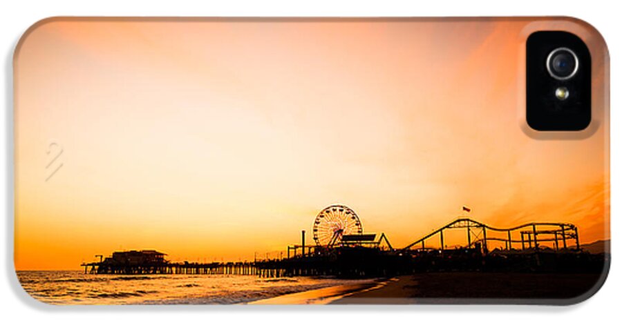 America iPhone 5 Case featuring the photograph Santa Monica Pier Sunset Southern California by Paul Velgos