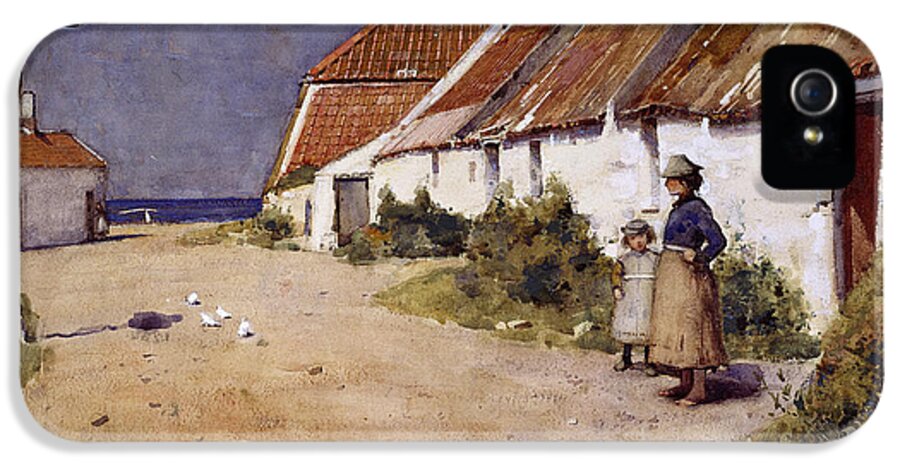 Sea iPhone 5 Case featuring the drawing Seaside Cottages With Dovecot by Edward Arthur Walton