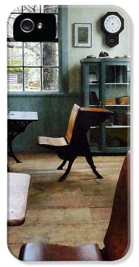 Teacher iPhone 5 Case featuring the photograph Teacher - One Room Schoolhouse With Clock by Susan Savad