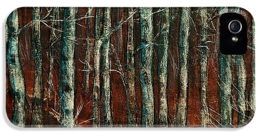 Red Willow iPhone 5 Case featuring the painting Textured Birch Forest by Jani Freimann