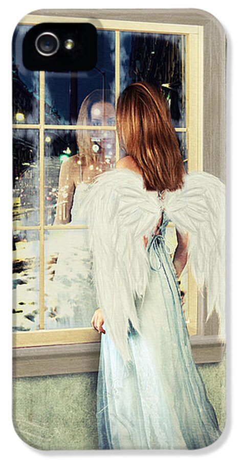 Angel iPhone 5 Case featuring the digital art Too Cold for Angels by Linda Lees