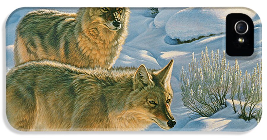 Wildlife iPhone 5 Case featuring the painting Trackers by Paul Krapf