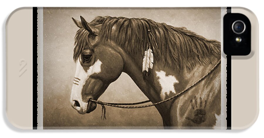 Horse iPhone 5 Case featuring the painting War Horse Old Photo FX by Crista Forest