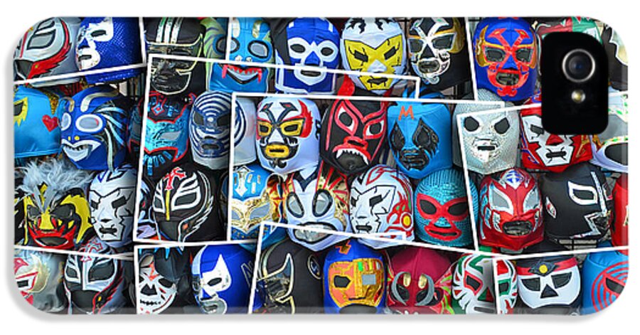 San Francisco iPhone 5 Case featuring the digital art Wrestling Masks of Lucha Libre Altered II by Jim Fitzpatrick