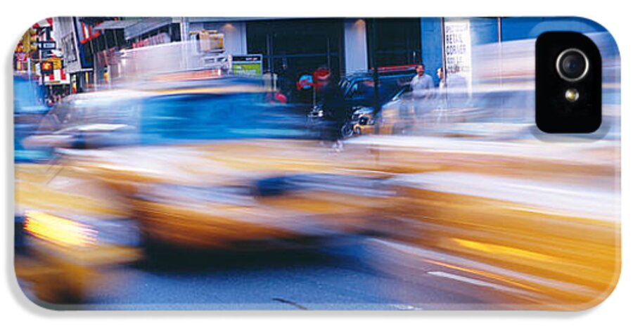 Photography iPhone 5 Case featuring the photograph Yellow Taxis On The Road, Times Square by Panoramic Images
