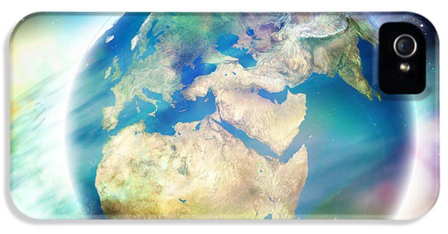 Earth iPhone 5 Case featuring the photograph Earth And Nebulae by Pasieka