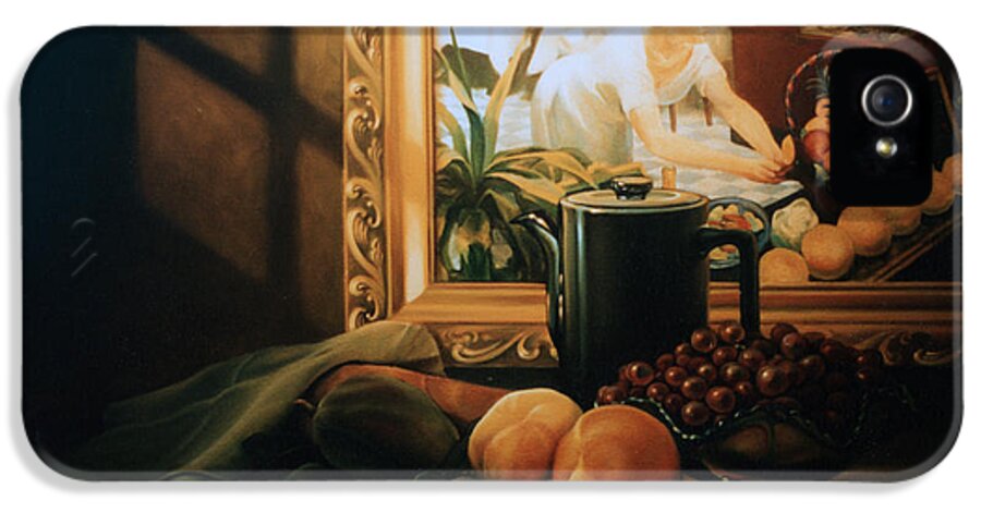 Peaches iPhone 5 Case featuring the painting Still Life with Hopper by Patrick Anthony Pierson