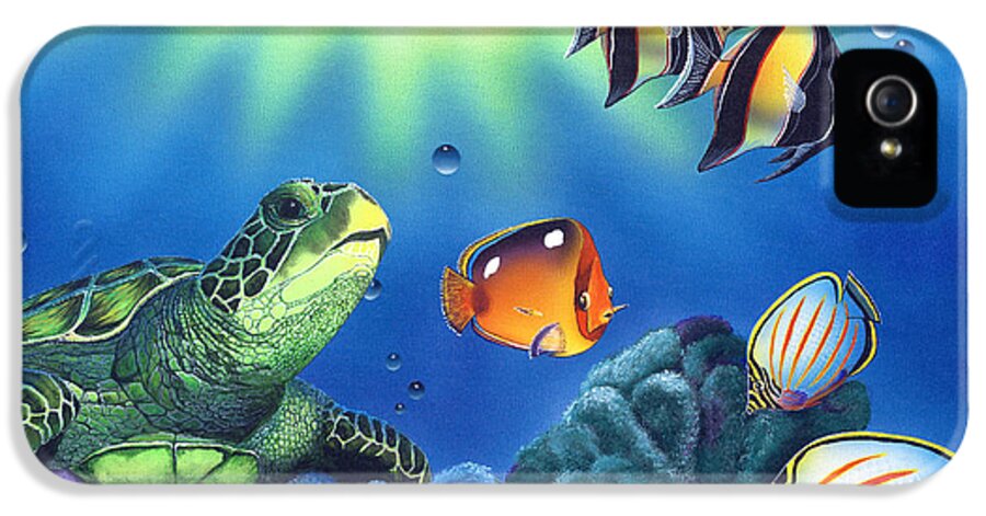 Turtle iPhone 5 Case featuring the painting Turtle Dreams #1 by Angie Hamlin
