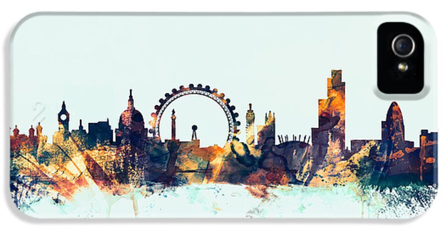 London iPhone 5 Case featuring the digital art London England Skyline #28 by Michael Tompsett