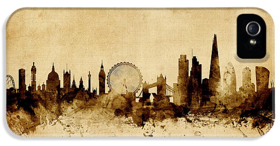 London iPhone 5 Case featuring the digital art London England Skyline #34 by Michael Tompsett