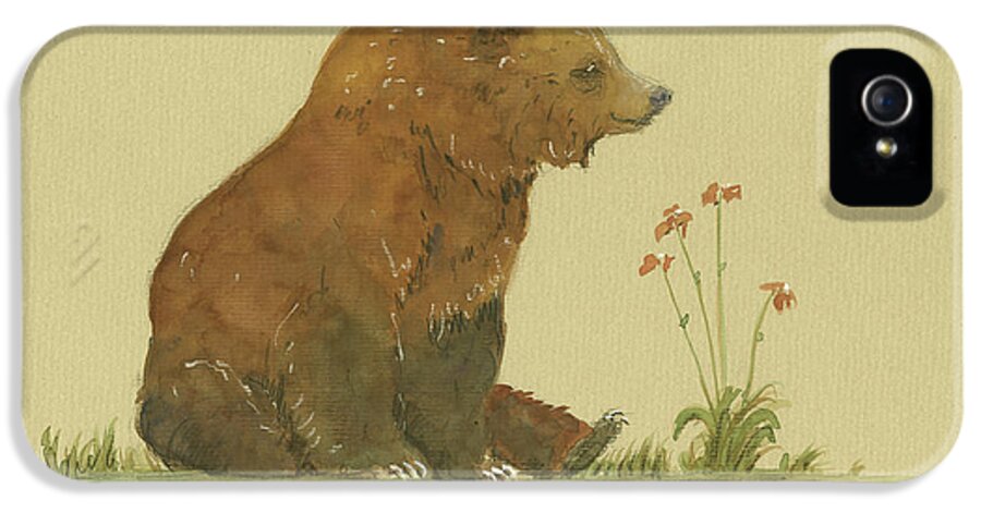  iPhone 5 Case featuring the painting Alaskan grizzly bear by Juan Bosco