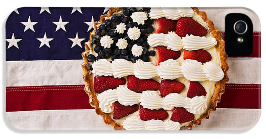Pie American Flag Strawberries iPhone 5 Case featuring the photograph American pie on American flag by Garry Gay