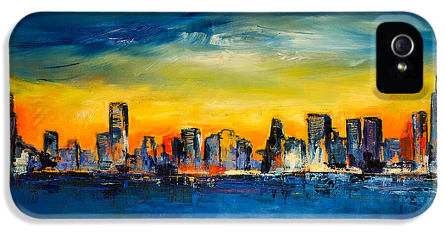 Chicago iPhone 5 Case featuring the painting Chicago Skyline by Elise Palmigiani