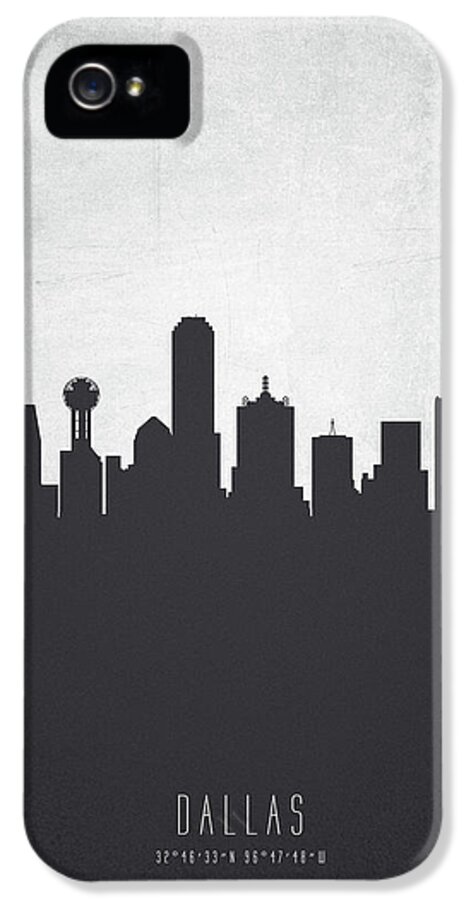 Dallas iPhone 5 Case featuring the painting Dallas Texas Cityscape 19 by Aged Pixel