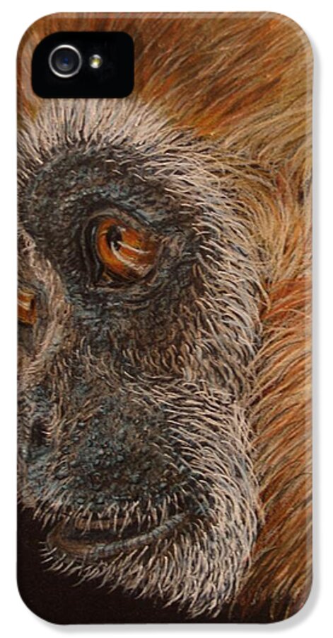 Animals iPhone 5 Case featuring the drawing Gibbon by Karen Ilari
