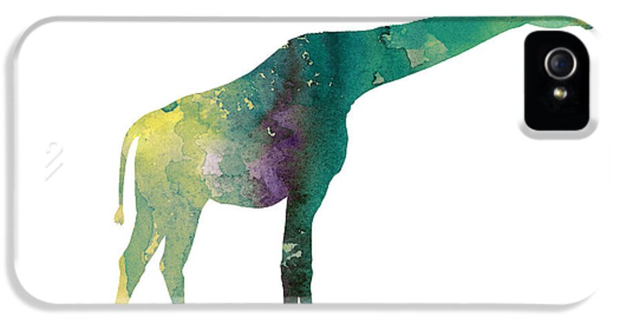  Abstract iPhone 5 Case featuring the painting Giraffe colorful watercolor painting by Joanna Szmerdt