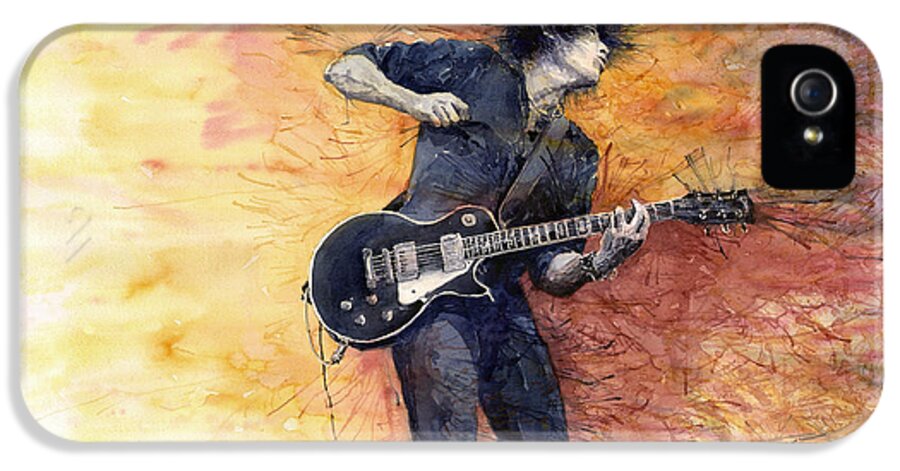 Figurativ iPhone 5 Case featuring the painting Jazz Rock Guitarist Stone Temple Pilots by Yuriy Shevchuk