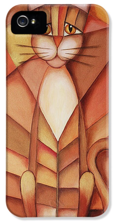Paint iPhone 5 Case featuring the painting King of the Cats by Jutta Maria Pusl