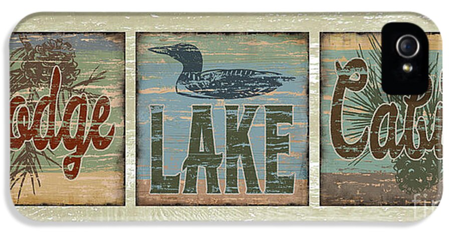 Joe Low iPhone 5 Case featuring the painting Lodge Lake Cabin Sign by JQ Licensing