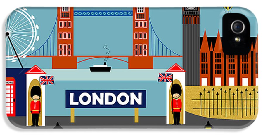London iPhone 5 Case featuring the digital art London England Horizontal Scene - Collage by Karen Young