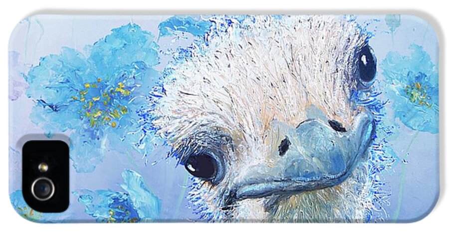 Ostrich iPhone 5 Case featuring the painting Ostrich in a field of poppies by Jan Matson