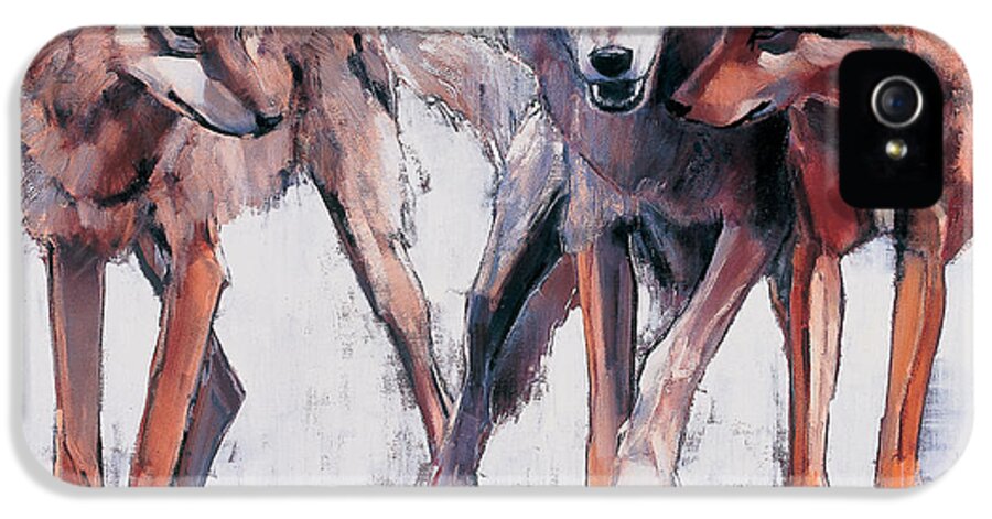 Wolves iPhone 5 Case featuring the painting Pack Leaders by Mark Adlington
