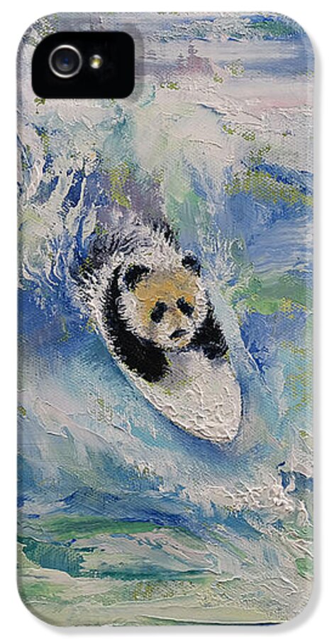 Surfer iPhone 5 Case featuring the painting Panda Surfer by Michael Creese