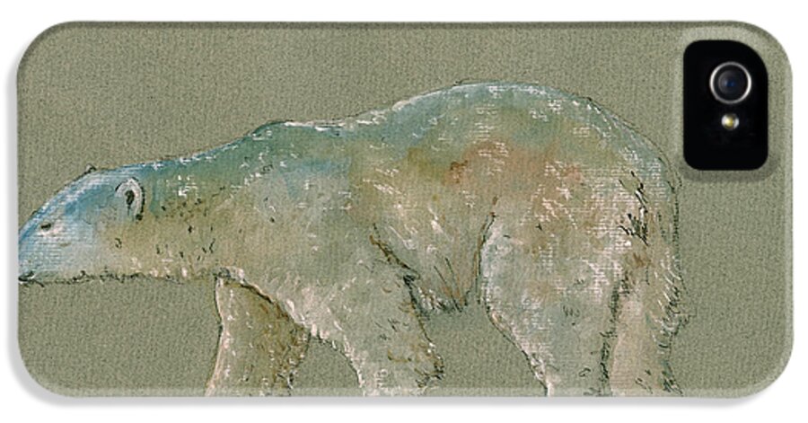 Polar Bear iPhone 5 Case featuring the painting Polar bear original watercolor painting art by Juan Bosco