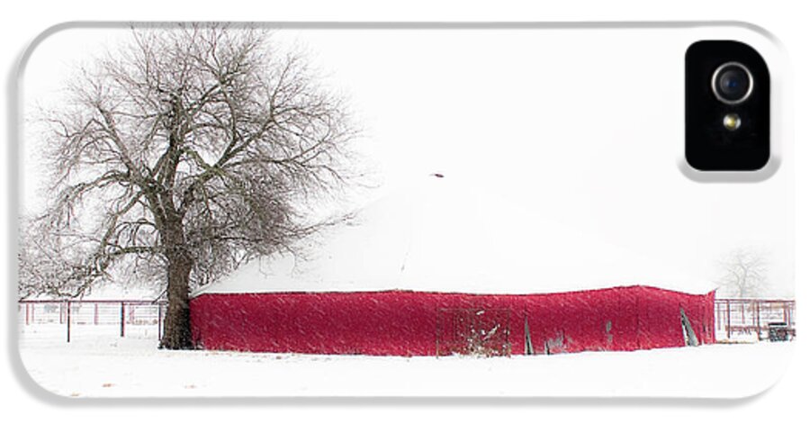 Nature iPhone 5 Case featuring the photograph Red Barn in Winter by Tamyra Ayles