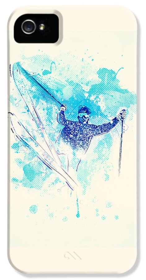 Ski iPhone 5 Case featuring the mixed media Skiing Down the Hill by BONB Creative