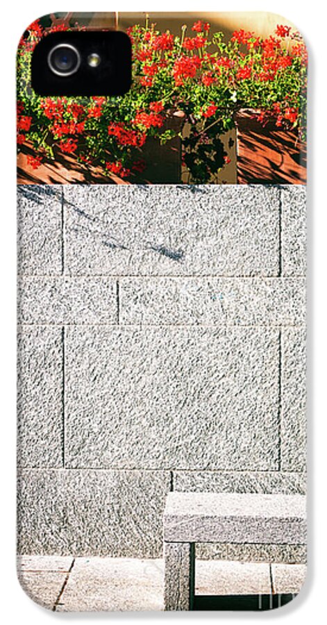 Architecture iPhone 5 Case featuring the photograph Stone bench with flowers by Silvia Ganora