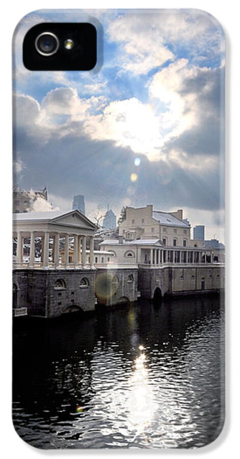 Sun Burst iPhone 5 Case featuring the photograph Sun Burst Over the Fairmount Water Works by Bill Cannon