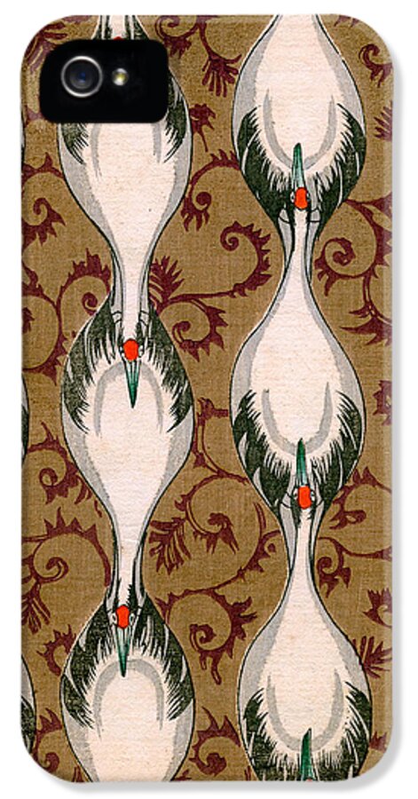 Crane iPhone 5 Case featuring the painting Vintage Japanese illustration of cranes flying by Japanese School