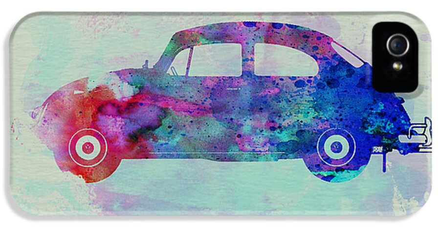 Vw Beetle iPhone 5 Case featuring the painting VW Beetle Watercolor 1 by Naxart Studio