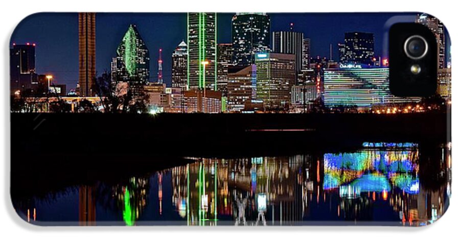 Dallas iPhone 5 Case featuring the photograph Dallas Reflecting at Night by Frozen in Time Fine Art Photography