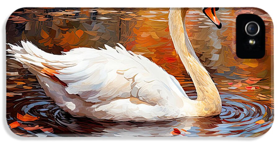 Autumn Swan iPhone 5 Case featuring the digital art Swim and Grace by Lourry Legarde