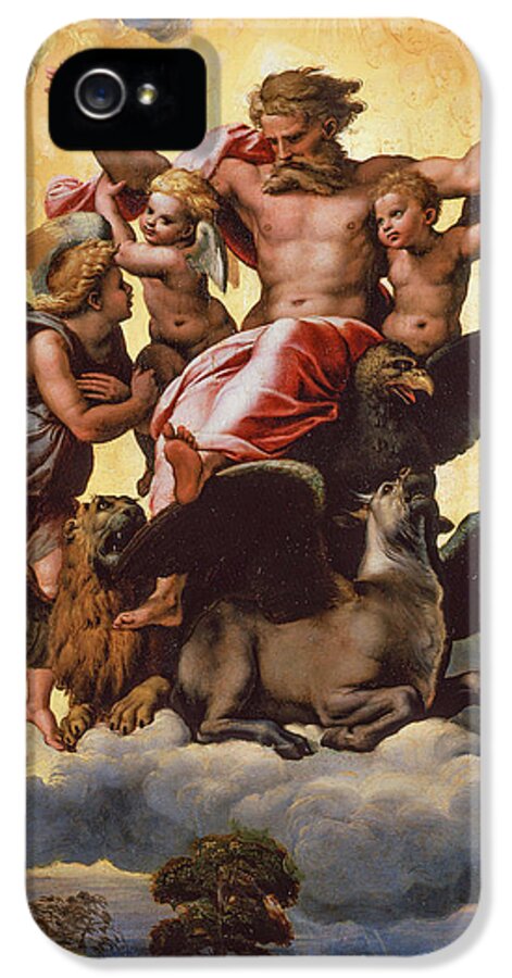 1518 iPhone 5 Case featuring the painting Vision of Ezekiel by Raffaello Sanzio