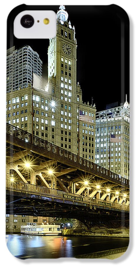 Wrigley iPhone 5c Case featuring the photograph Wrigley Building At Night #2 by Sebastian Musial