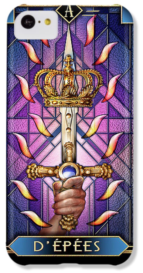Tarot iPhone 5c Case featuring the drawing Ace Deco D Pee by MGL Meiklejohn Graphics Licensing