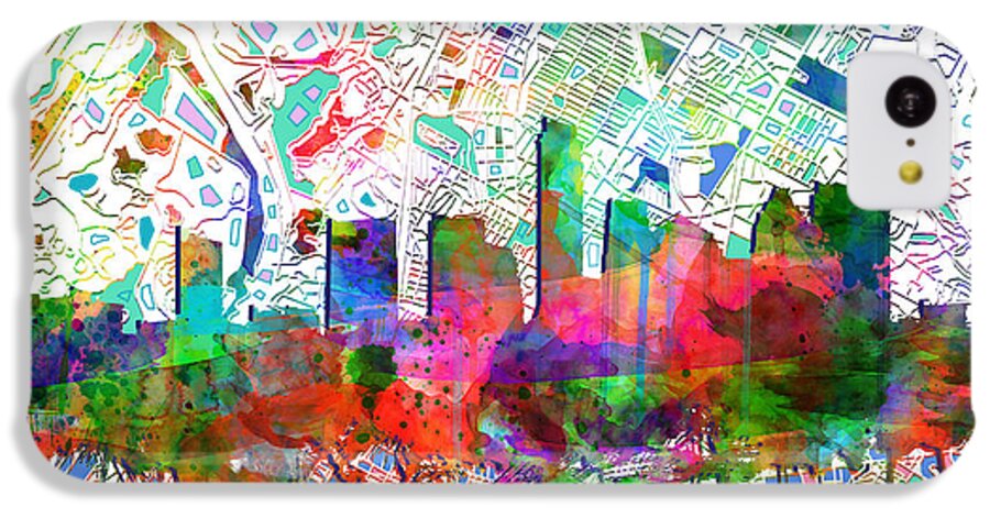 Austin Texas iPhone 5c Case featuring the painting Austin Texas Abstract Panorama 7 by Bekim M