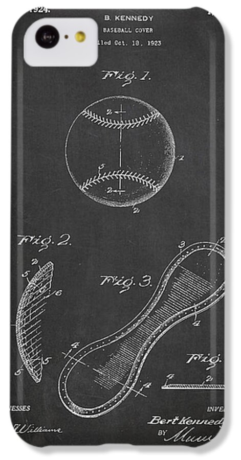 Baseball Patent iPhone 5c Case featuring the digital art Baseball Cover Patent Drawing From 1923 by Aged Pixel
