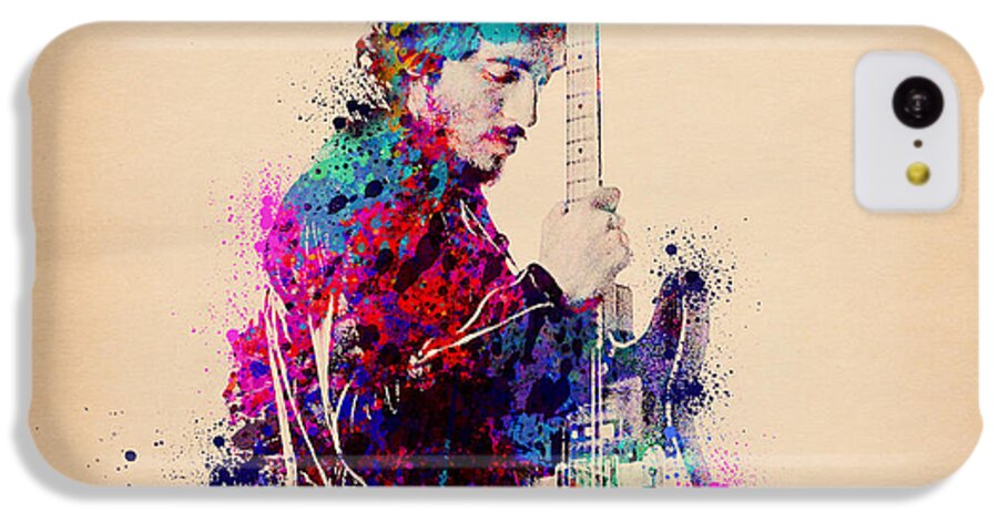 Music iPhone 5c Case featuring the painting Bruce Springsteen Splats And Guitar by Bekim M