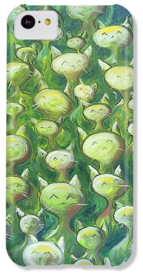 Cats iPhone 5c Case featuring the painting Field Of Cats by Nik Helbig