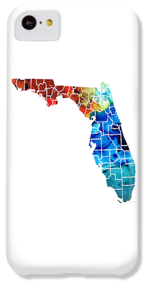 Florida iPhone 5c Case featuring the painting Florida - Map by Counties Sharon Cummings Art by Sharon Cummings