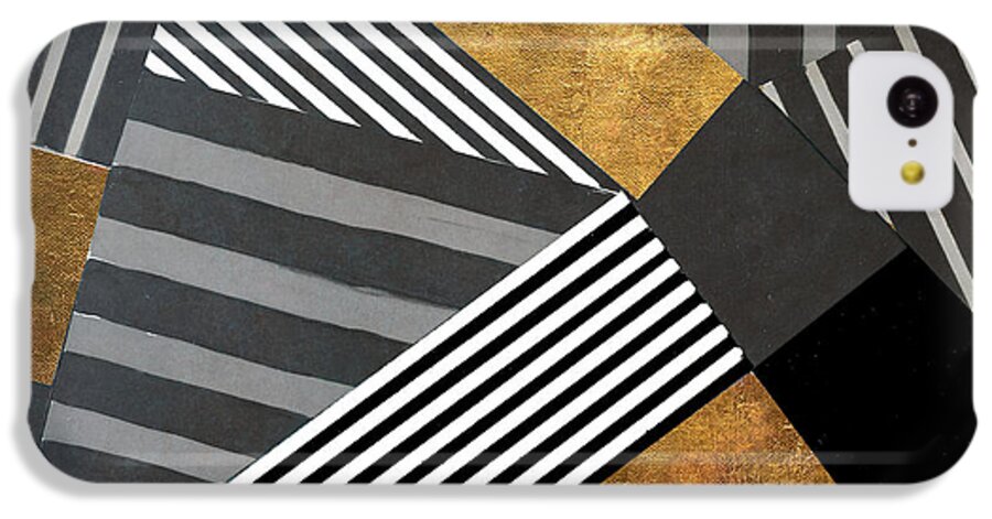 Geo iPhone 5c Case featuring the painting Geo Stripes In Gold and Black II by Lanie Loreth