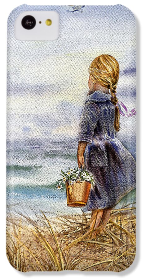 Girl iPhone 5c Case featuring the painting Girl And The Ocean by Irina Sztukowski
