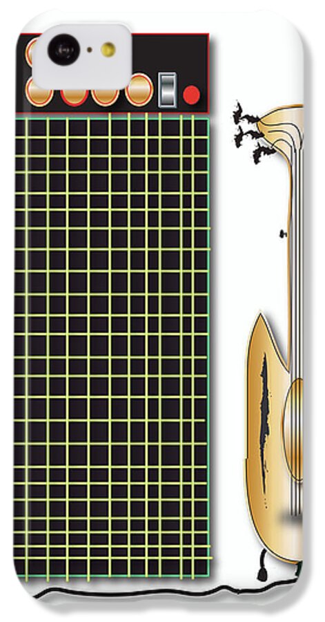 Music iPhone 5c Case featuring the digital art Guitar and Amp by Marvin Blaine