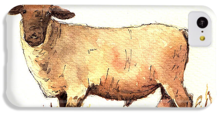 Male iPhone 5c Case featuring the painting Male sheep black by Juan Bosco