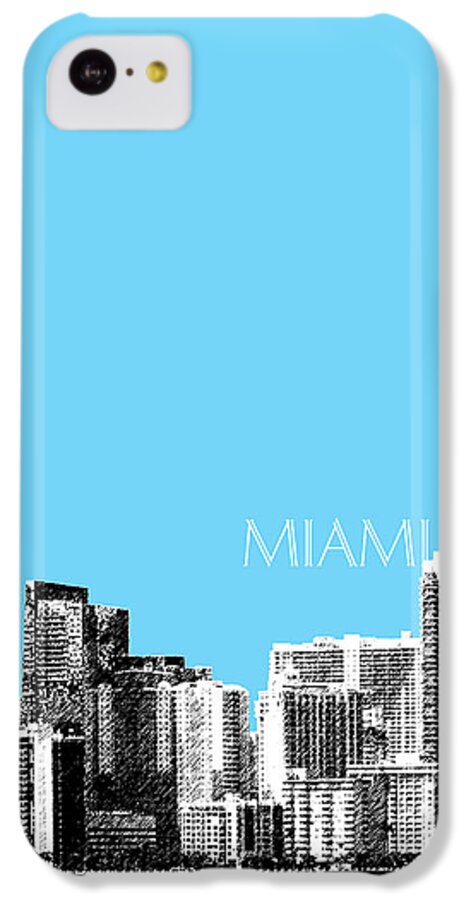 Architecture iPhone 5c Case featuring the digital art Miami Skyline - Sky Blue by DB Artist