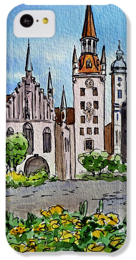 Munich iPhone 5c Case featuring the painting Old Town Hall Munich Germany by Irina Sztukowski